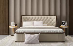 新中式菱形软包床头双人床