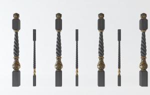 欧式实木镶金花边雕花栏杆护栏3d模型 欧式实木镶金花边雕花栏杆护栏