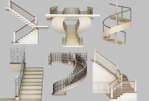 欧式别墅室内楼梯、螺旋楼梯3d模型 欧式别墅室内楼梯、螺旋楼梯