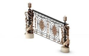 欧式黑色铁艺加金色雕花构件的栏杆扶手3d模型 欧式黑色铁艺加金色雕花构件的栏杆扶手