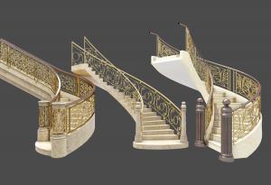 欧式铁艺雕花护栏螺旋楼梯3d模型 欧式铁艺雕花护栏螺旋楼梯