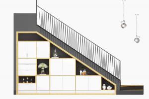 现代室内带有收纳柜的楼梯3d模型 现代室内带有收纳柜的楼梯