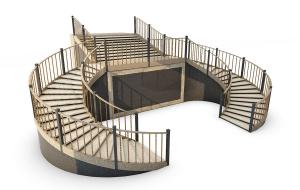 中式大堂左右两边走道的楼梯3d模型 中式大堂左右两边走道的楼梯