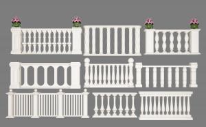 欧式户外白色大理石雕花护栏组合3d模型 欧式户外白色大理石雕花护栏组合