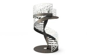 现代白色碎格栏杆旋转楼梯3d模型 现代白色碎格栏杆旋转楼梯