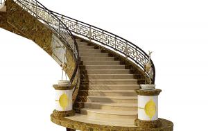 中式大理石材质、楼梯口带仙鹤雕塑的楼梯3d模型 中式大理石材质、楼梯口带仙鹤雕塑的楼梯