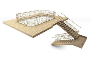 带平台中间有护栏的复式结构楼梯3d模型 带平台中间有护栏的复式结构楼梯