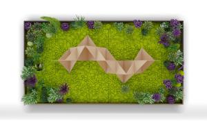 绿色植物为主调、紫色植物为点缀的植物墙