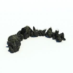 深色的弧形大小石头