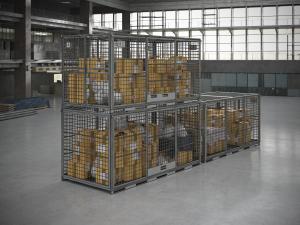 仓库物流金属网铁笼、纸箱货物3d模型 仓库物流金属网铁笼、纸箱货物