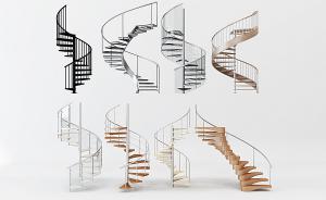 欧式铁艺黑色栏杆金色扶手旋转楼梯3d模型 欧式铁艺黑色栏杆金色扶手旋转楼梯