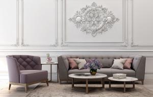 欧式沙发、茶几和欧式角线组合