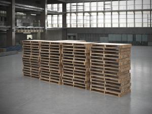 仓库物流货物叉车木质托盘、防潮板3d模型 仓库物流货物叉车木质托盘、防潮板