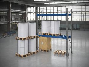 物流铁艺货架、圆形纸质货物3d模型 物流铁艺货架、圆形纸质货物