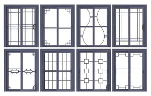 新中式黑色边框玻璃推拉门