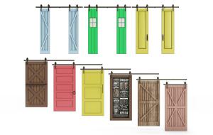 工业风实木黑板谷仓门