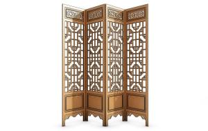 中式古典雕花镂空梅花屏风隔断