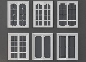 欧式白色窗格玻璃推拉门