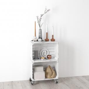 工业风开放式可移动实木箱置物架