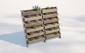 户外错层实木花架花盆3d模型 户外错层实木花架花盆