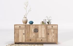 新中式实木纹理复古拉手电视柜、边柜