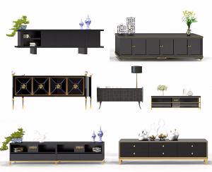 新中式带中式元素装饰电视柜