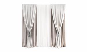 现代纯色左右分开式窗帘3d模型 现代纯色左右分开式窗帘