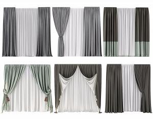 现代纯色布艺窗帘、拼接窗帘3d模型 现代纯色布艺窗帘、拼接窗帘