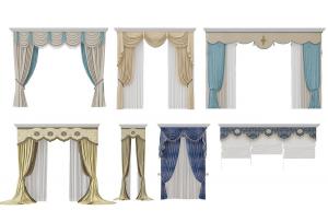 欧式套色、纯色布艺窗帘、拉帘、窗幔3d模型 欧式套色、纯色布艺窗帘、拉帘、窗幔