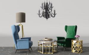 简欧布艺高背单人沙发