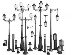 欧式黑色户外球形吊灯、多边形路灯