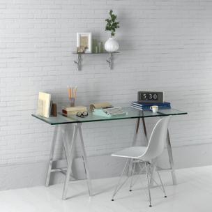 工业风金属支架玻璃面书桌椅3d模型 工业风金属支架玻璃面书桌椅