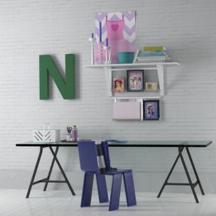 儿童黑色长方形书桌椅组合3d模型 儿童黑色长方形书桌椅组合