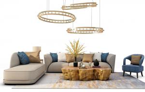 现代沙发、茶几和休闲椅组合