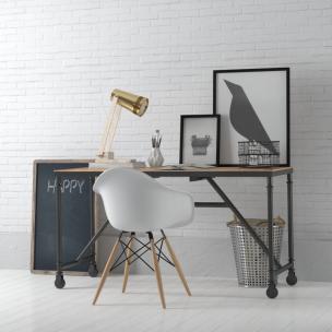 北欧带滑轮的书桌椅、台灯和垃圾筐组合3d模型 北欧带滑轮的书桌椅、台灯和垃圾筐组合