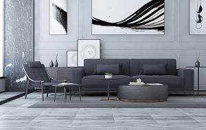 现代高级灰沙发、茶几和休闲椅组合