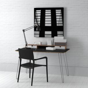 现代细金属支架黑色书桌椅组合3d模型 现代细金属支架黑色书桌椅组合