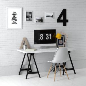 北欧极简书桌椅、电脑和装饰画组合3d模型 北欧极简书桌椅、电脑和装饰画组合