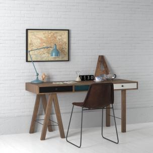 带抽屉的实木书桌椅组合3d模型 带抽屉的实木书桌椅组合