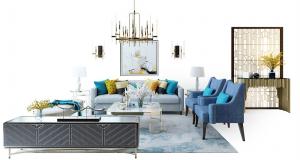 现代沙发、茶几和电视柜组合