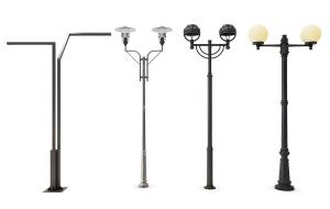 黑色支柱金属灯罩路灯组合