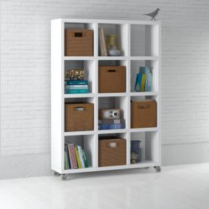 白色开放式可移动书架、收纳筐3d模型 白色开放式可移动书架、收纳筐