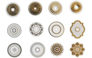 欧式构件之圆形镶嵌金边灯盘