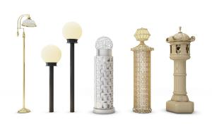 中式金属镂空路灯、古典亭台路灯