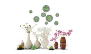 叶子木、晚香玉、谷精草花瓶花卉