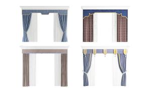 新古典带窗幔、套色窗帘3d模型 新古典带窗幔、套色窗帘