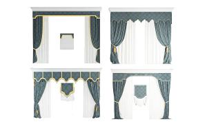 欧式带窗幔窗帘、小窗洞窗帘3d模型 欧式带窗幔窗帘、小窗洞窗帘