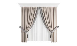 简欧浅咖色套色窗帘3d模型 简欧浅咖色套色窗帘