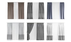 现代素色窗帘3d模型 现代素色窗帘