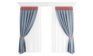 现代灰色红色素布拼接窗帘3d模型 现代灰色红色素布拼接窗帘